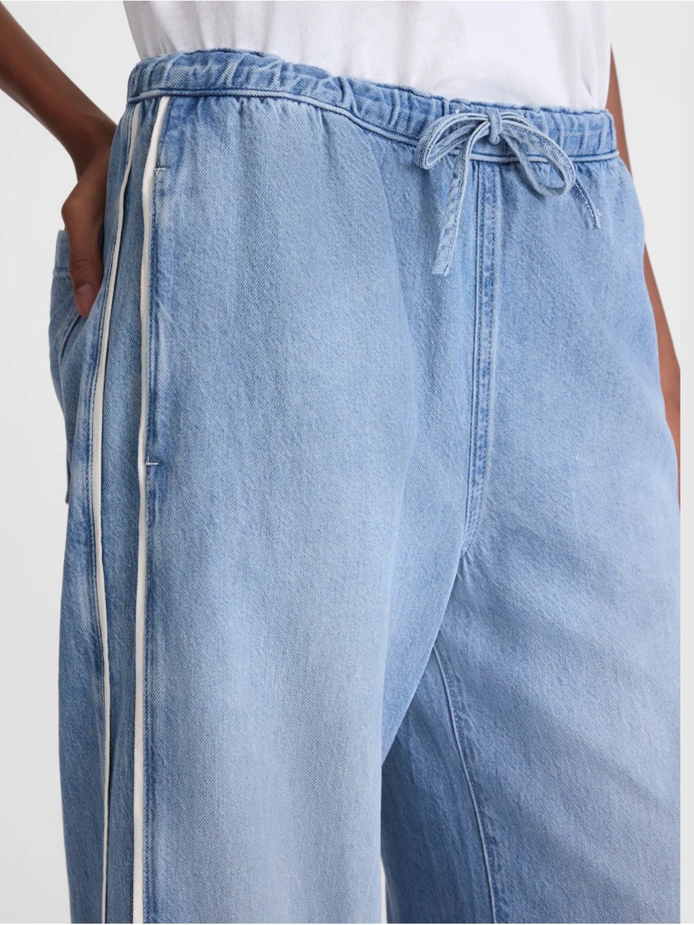 Madewell Pull-On Track Pants in Airy Denim Size XS NEW with Tag - Picture 5 of 7